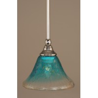 Stem Mini Pendant With Hang Straight Swivel Shown In Chrome Finish With 7 Teal Crystal Glass