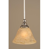 Stem Mini Pendant With Hang Straight Swivel Shown In Chrome Finish With 7 Italian Marble Glass