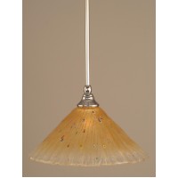 Stem Mini Pendant With Hang Straight Swivel Shown In Chrome Finish With 12 Amber Crystal Glass