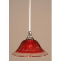 Stem Mini Pendant With Hang Straight Swivel Shown In Chrome Finish With 10 Raspberry Crystal Glass