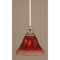 Stem Mini Pendant With Hang Straight Swivel Shown In Chrome Finish With 7 Raspberry Crystal Glass