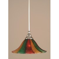 Stem Mini Pendant With Hang Straight Swivel Shown In Chrome Finish With 10 Mardi Gras Glass