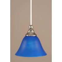 Stem Mini Pendant With Hang Straight Swivel Shown In Chrome Finish With 7 Blue Italian Glass