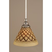 Stem Mini Pendant With Hang Straight Swivel Shown In Chrome Finish With 7 Chocolate Icing Glass