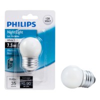 This 75watt bulb produces soft white light that adds gentle decorative illumination where you need it The Philips night light has a sleek compact designgreat for night lights and small lamps Provides ideal light for night time safety convenience and secur