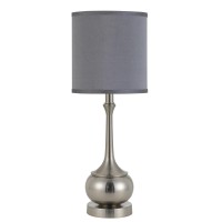 Cal Lighting BO2256TBBS Transitional One Light Table Lamp from Tapron collection in Pewter Nickel Silver finish 1000 inches One Light Table Lamp from the Tapron collection Transitional One Light Table Lamp from Tapron collection in Brushed Steel finish 10