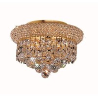 Elegant Lighting 1800F10G/Rc Royal Cut Clear Crystal Primo 3-Light, Single-Tier Flush Mount Crystal Chandelier, Finished In Gold With Clear Crystals