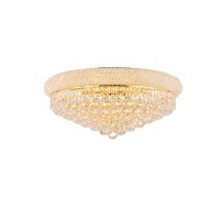 Elegant lighting 1800f24g primo 12light singletier flush mount crystal chandelier finished in gold with clear crystals elegant lighting 1800f24g features base finish gold with clear crystal choose from royal cut elegant cut Swarovski Spectra or Swarovski 