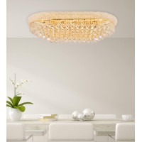 Elegant Lighting 1800F36SG Primo 18Light SingleTier Flush Mount Crystal Chandelier Finished in Gold with Clear Crystals Elegant Lighting 1800F36SG Features Base Finish Gold with Clear Crystal Choose from Royal Cut Elegant Cut Swarovski Spectra or Swarovsk