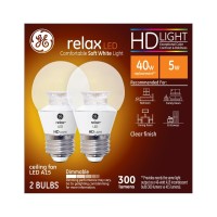 Ge Lighting Relax Led Hd 4-Watt (40-Watt Replacement), 300-Lumen A15 Light Bulb With Medium Base, Soft White, 2-Pack