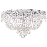 Elegant Lighting 1900F18C Century 6Light SingleTier Flush Mount Crystal Chandelier Finished in Chrome with Clear Crystals Elegant Lighting 1900F18C Features Base Finish Chrome with Clear Crystal Choose from Royal Cut Elegant Cut Swarovski Spectra or Swaro