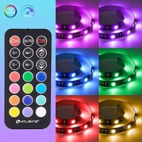 Hitlights Led Strip Lights, 4 Pre-Cut Waterproof Rgb Small Led Light Strip Kit Dimmable Color Changing Smd 5050 Led Tape Light With Rf Remote, Ul-Listed Power Supply And Connectors For Tv Bedroom Home