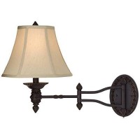 Godia French Country Indoor Swing Arm Wall Lamp Bronze Plug-In Light Fixture Dimmable Beige Softback Bell Shade For Bedroom Bedside House Reading Living Room Home Hallway Dining - Barnes And Ivy