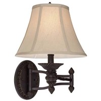 Godia French Country Indoor Swing Arm Wall Lamp Bronze Plug-In Light Fixture Dimmable Beige Softback Bell Shade For Bedroom Bedside House Reading Living Room Home Hallway Dining - Barnes And Ivy