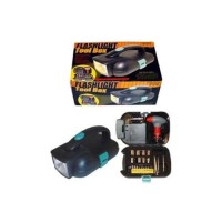 Case of 4Colors black blueMaterials metal plasticGreat for small repair jobs around the home office or car this uniquely designed flashlight opens up to reveal that it is also a fully loaded toolbox Includes Thandle ratchet driver with bit holderextender 