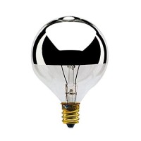 24 Pack 25 Watt G16 1/2 Candelabra Base 120 Volt 1500 Hour Clear Half Chrome Globe Lightbulb