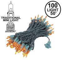 Novelty Lights 100 Light Amber Christmas Mini String Light Set Green Wire Indooroutdoor Ul Listed 50 Long