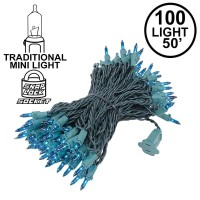 Novelty Lights 100 Light Teal Christmas Mini String Light Set Green Wire Indooroutdoor Ul Listed 50 Long