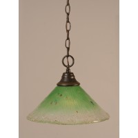 Chain Hung Pendant Shown In Dark Granite Finish With 12 Kiwi Green Crystal Glass