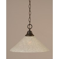 Chain Hung Pendant Shown In Dark Granite Finish With 16 Italian Bubble Glass