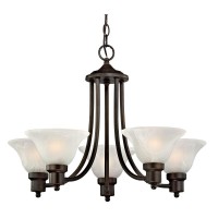 Design Classics Lighting Modern Style Bronze Hanging 5 Light Chandelier With Alabaster Glass Shades