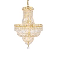 2528 Tranquil Collection Hanging Fixture D18In H27In Lt:12 Gold Finish (Royal Cut Crystals)