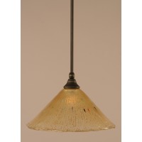 Stem Mini Pendant With Hang Straight Swivel Shown In Dark Granite Finish With 12 Amber Crystal Glass