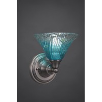 Wall Sconce Shown In Brushed Nickel Finish With 7 Teal Crystal Glass