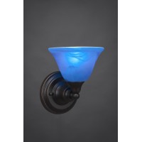 Wall Sconce Shown In Dark Granite Finish With 7 Blue Italian Glass