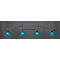 Bow 4 Light Bar Shown In Dark Granite Finish With 16 Teal Crystal Glass