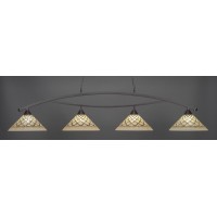 Bow 4 Light Bar Shown In Dark Granite Finish With 16 Chocolate Icing Glass