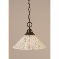 Chain Hung Pendant Shown In Dark Granite Finish With 12 Italian Ice Glass