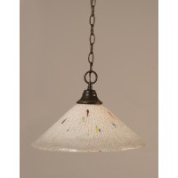 Chain Hung Pendant Shown In Dark Granite Finish With 16 Frosted Crystal Glass