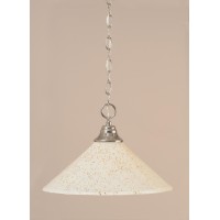 Chain Hung Pendant Shown In Chrome Finish With 16 Gold Ice Glass