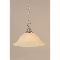 Chain Hung Pendant Shown In Chrome Finish With 16 Amber Marble Glass