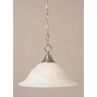 Chain Hung Pendant Shown In Chrome Finish With 16 White Marble Glass