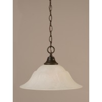 Chain Hung Pendant Shown In Dark Granite Finish With 16 White Marble Glass