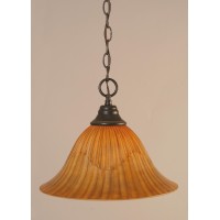 Chain Hung Pendant Shown In Dark Granite Finish With 14 Tiger Glass