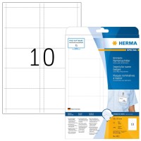 Herma 9011 Perforated Clothing Name Tags, 25 Sheets, 90 X 54 Mm, 10 Pieces Per A4 Sheet, 250 Stickers, Self-Adhesive, Printable, Non-Adhesive Cardboard Insert Cards, White