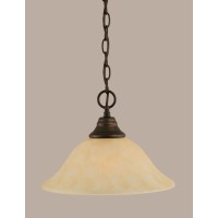 Chain Hung Pendant Shown In Bronze Finish With 12 Amber Marble Glass