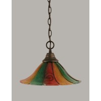 Chain Hung Pendant Shown In Bronze Finish With 14 Mardi Gras Glass