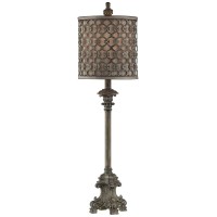 Regency Hill Traditional French Country Style Tall Buffet Table Lamp Beige Scroll Metal Lattice Candlestick Framed Cylinder Drum Shade Decor For Living Room House Home Entryway Dining Family