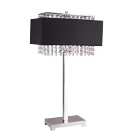 Ore International 733 28Inch Square Crystal Table Lamp Black 275 X 9 X 15