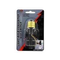 Light bulb converter installs easily and includes a pull chain to turn the bulb on and off Materials Metal plastic Colors Black gold