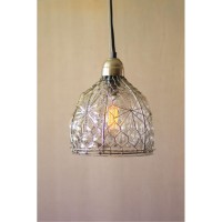 Caged Glass Pend Lamp W Brushed Nickel Cap And Canopy