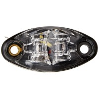 This weatherproof LED marker light with 2 diodes features a dragons eye design and has 1 selfgrounding wire for power and is surface mount Size 258 L x 114 W x 34 D Color clear illuminates amber