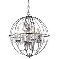 Whse Of Tiffany Rl8122Ch Avee 4-Light Crystal Spherical Chandelier, 16.5