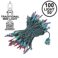 Novelty Lights 100 Light Redwhiteblue Christmas Mini String Light Set Green Wire Indooroutdoor Ul Listed 50 Long