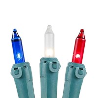 Novelty Lights 100 Light Redwhiteblue Christmas Mini String Light Set Green Wire Indooroutdoor Ul Listed 50 Long