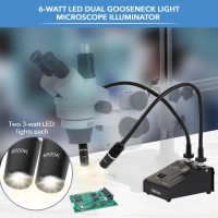 Amscope Led-6W Powerful 6 Watt Led Dual Gooseneck Lights Illuminator, Black, 1 Count (Pack Of 1)